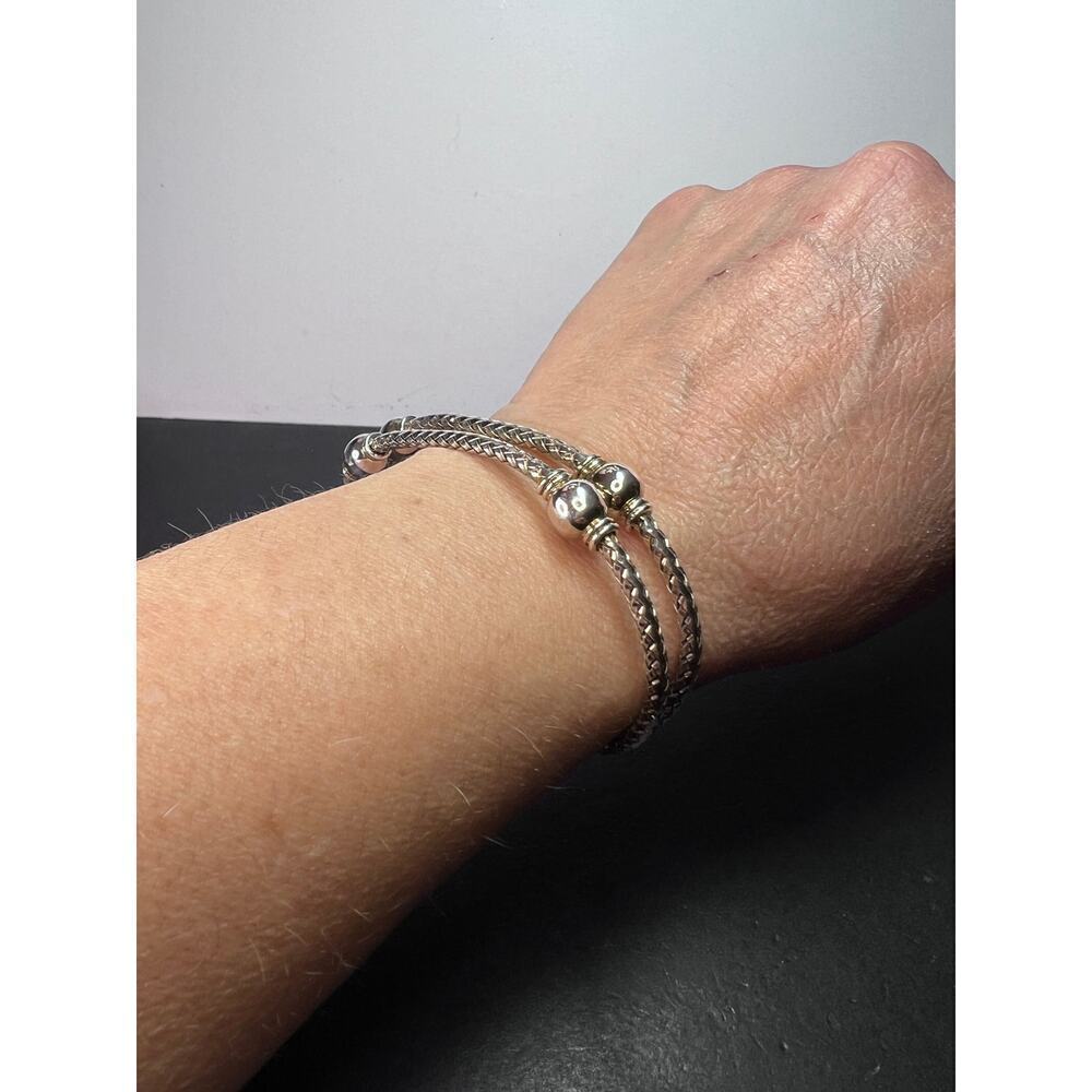 Sterling silver adjustable station cuff bracelet - Picture 3 of 11